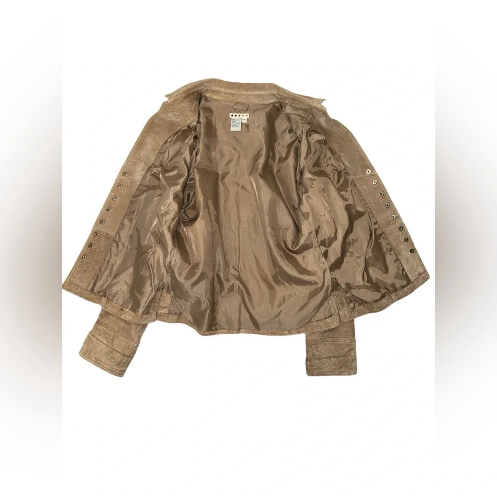Elegant Paul Harris Design Tan Suede Women's Leather Jacket Size MEDIUM #228 - Picture 3 of 5